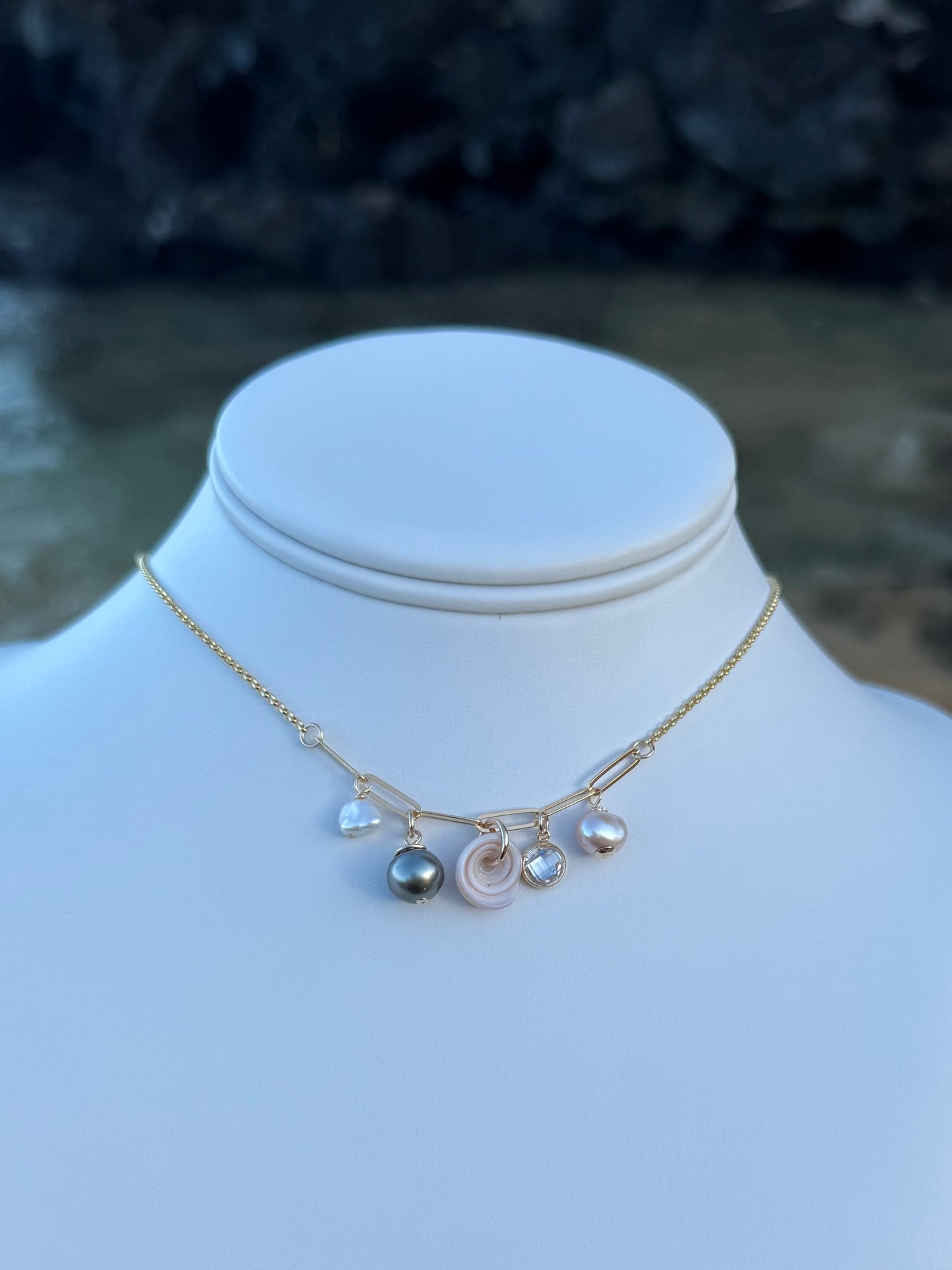 Puka & Pearl Charm Necklace