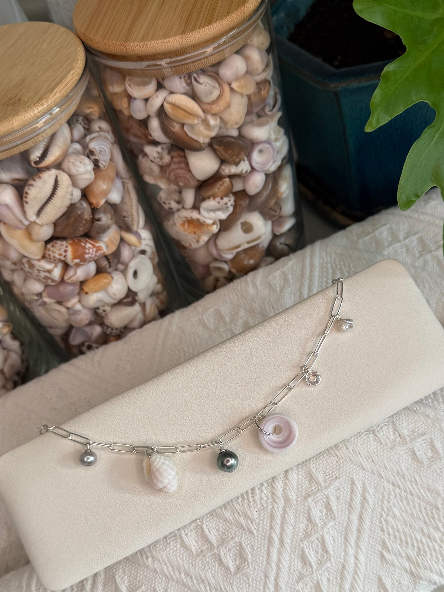 Puka & Pearl Charm Bracelet