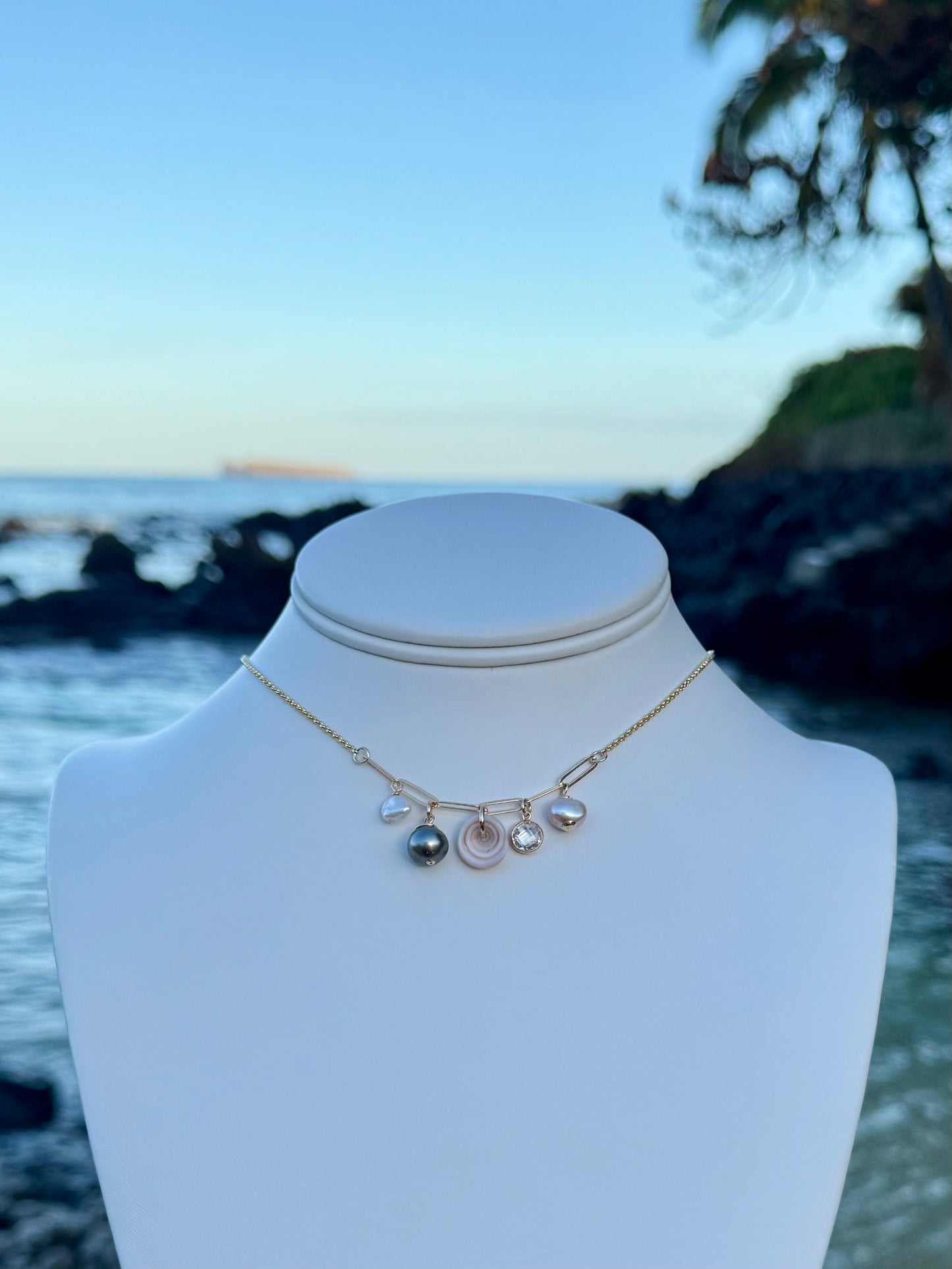 Puka & Pearl Charm Necklace