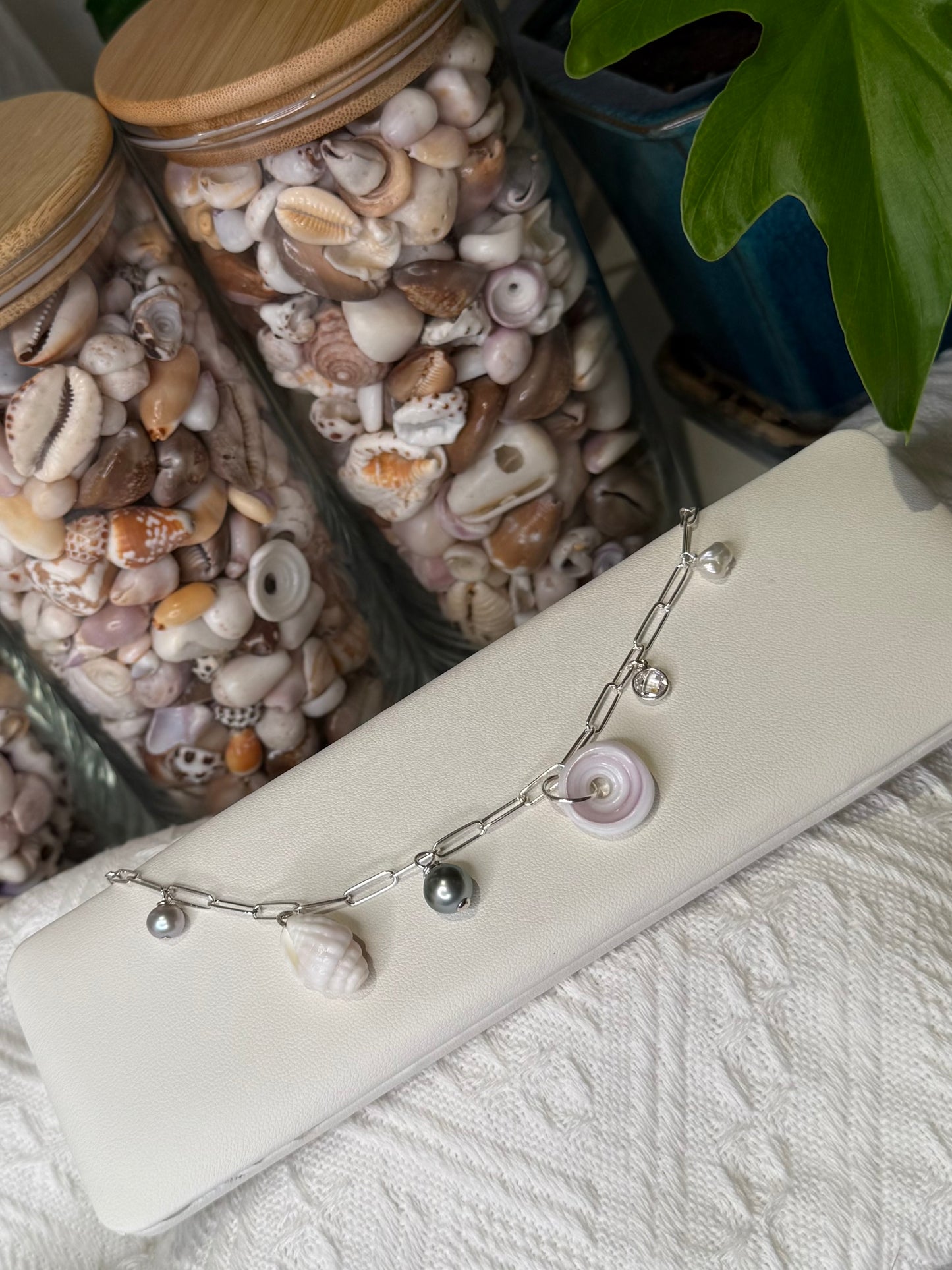 Puka & Pearl Charm Bracelet