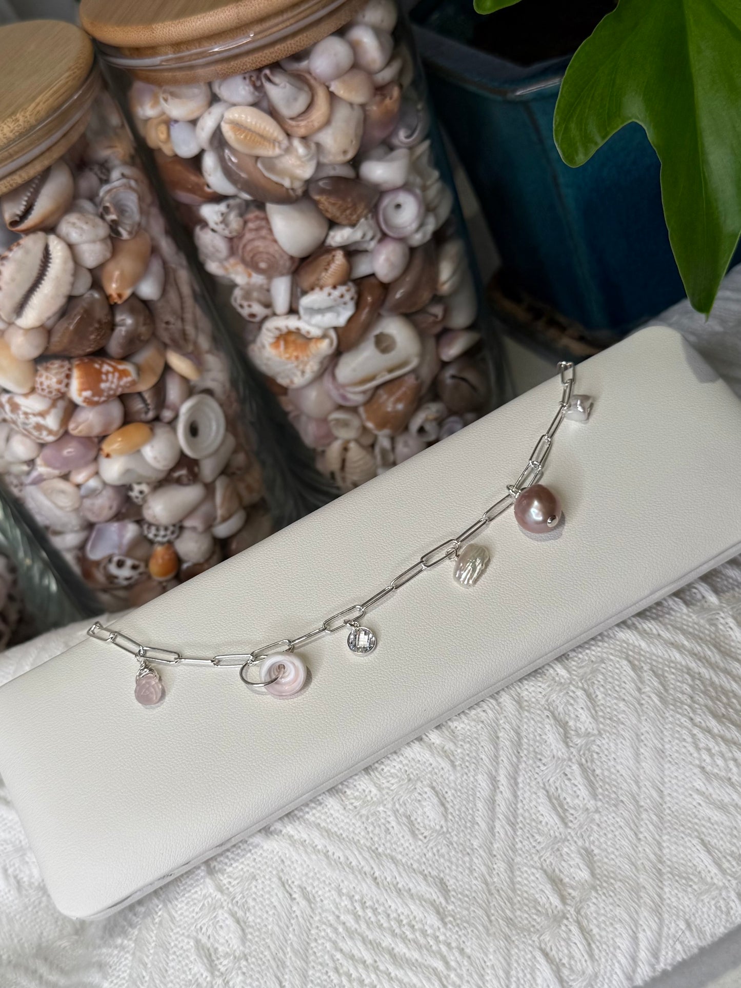 Puka & Pearl Charm Bracelet