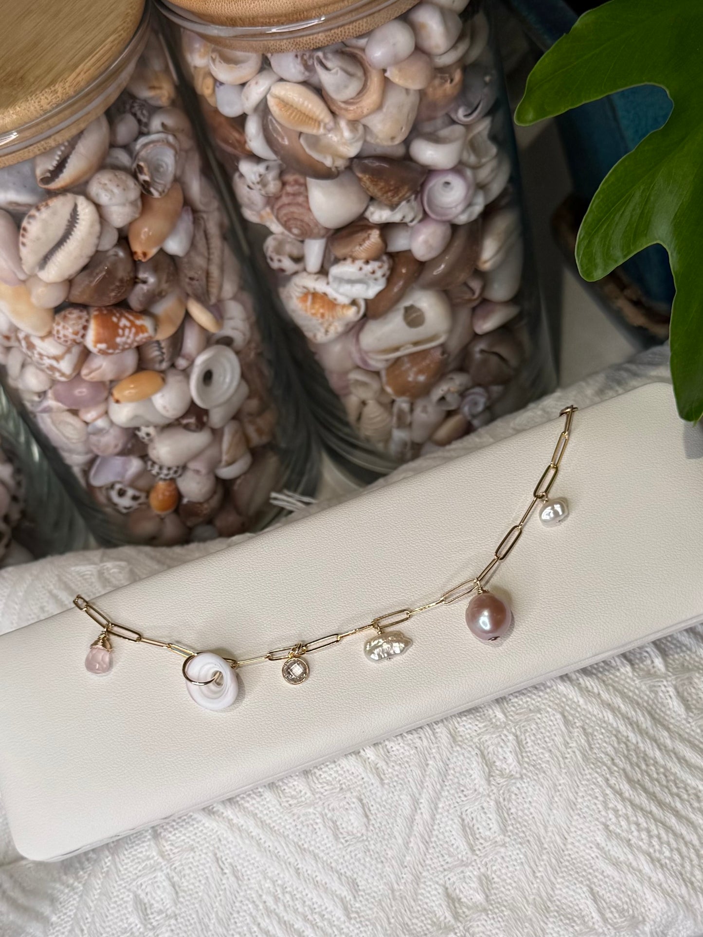 Puka & Pearl Charm Bracelet