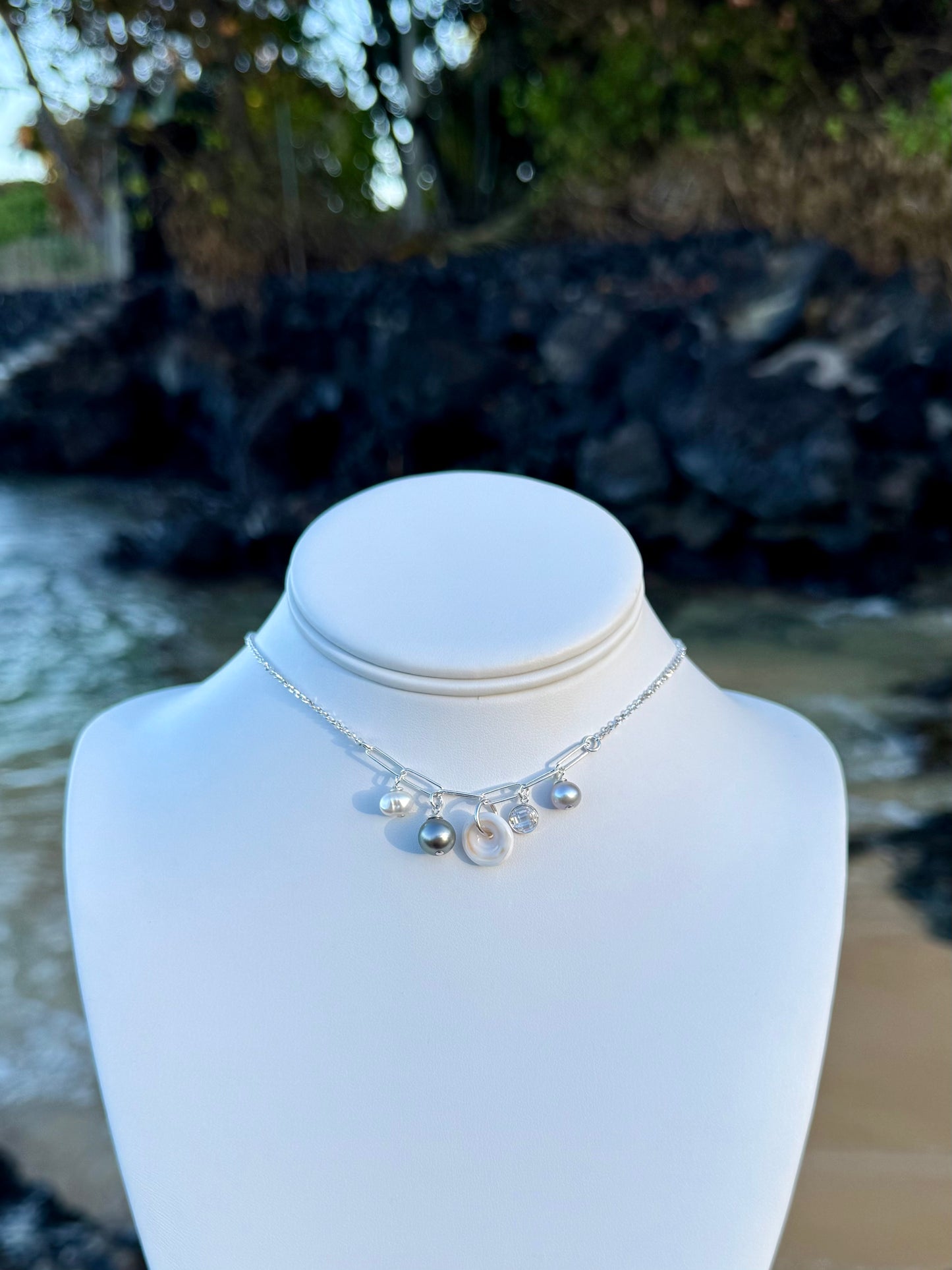 Puka & Pearl Charm Necklace