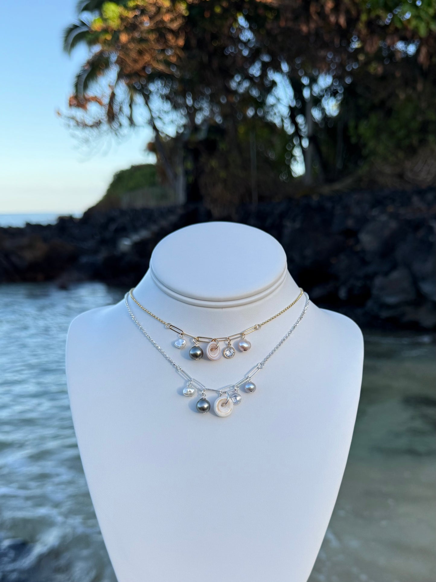 Puka & Pearl Charm Necklace
