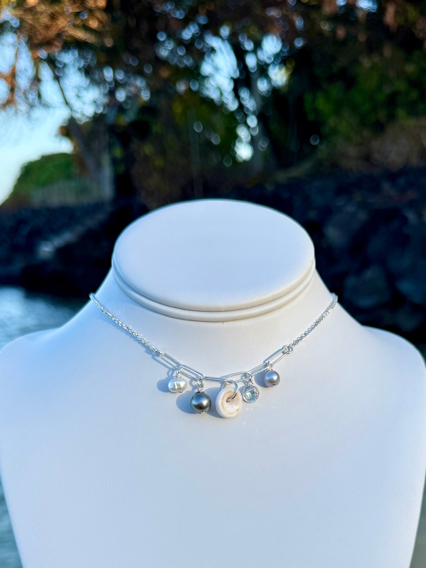 Puka & Pearl Charm Necklace