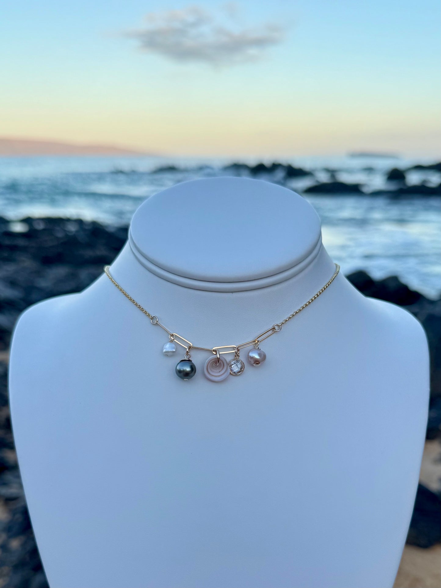 Puka & Pearl Charm Necklace