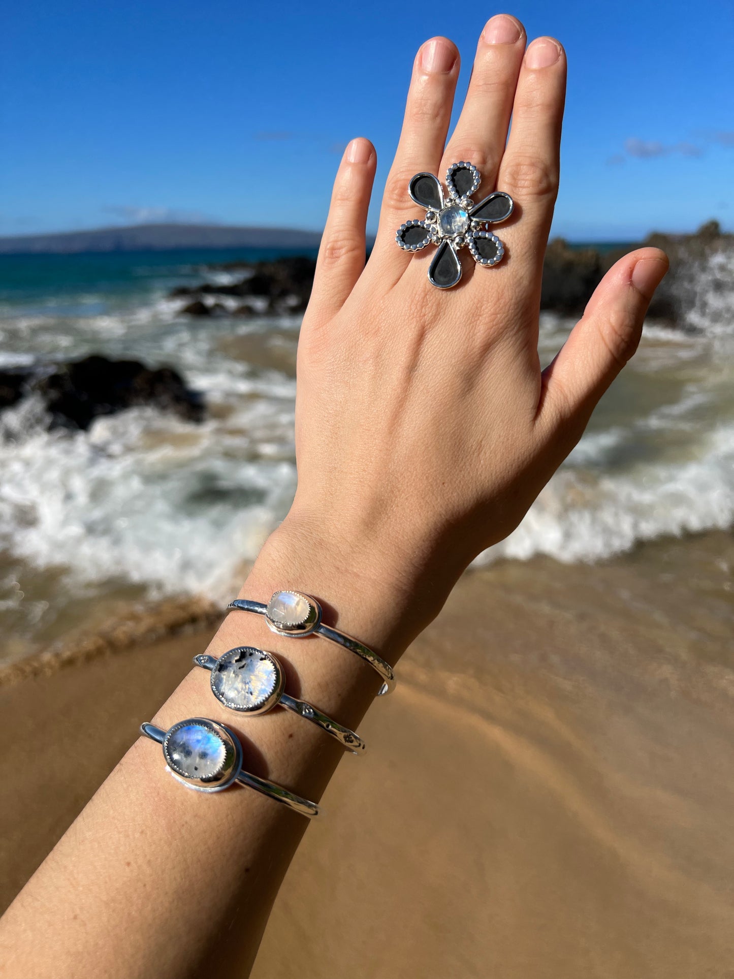 Oval Moonstone Tourmaline Cuff