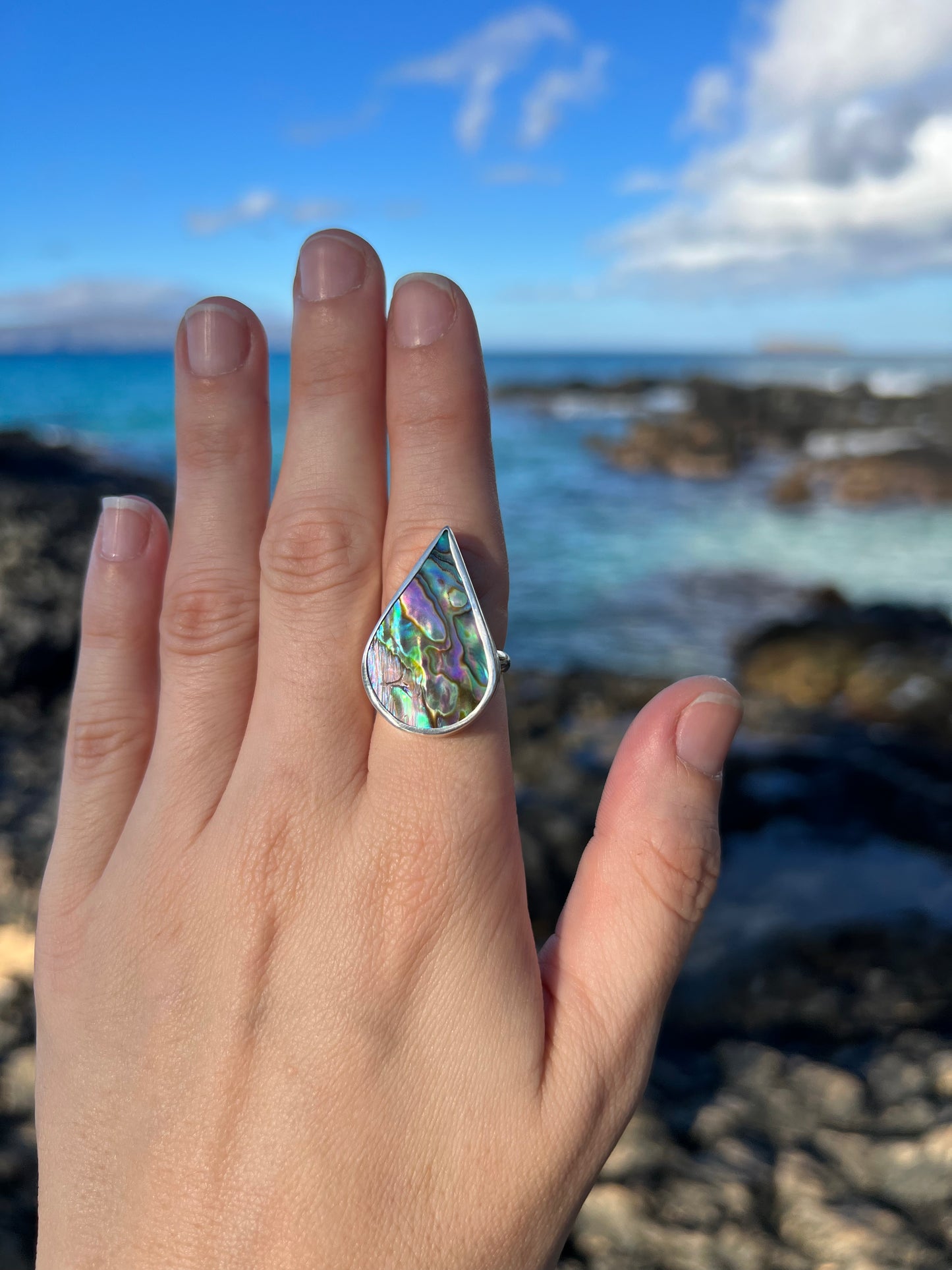 Mermaid Abalone Tear drop Ring ~ Size 8.25