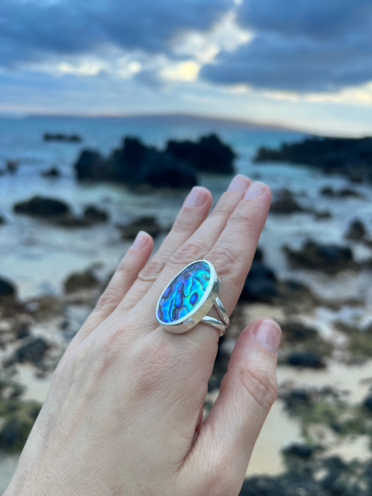 Mermaid Abalone Oval Ring~ Size 9