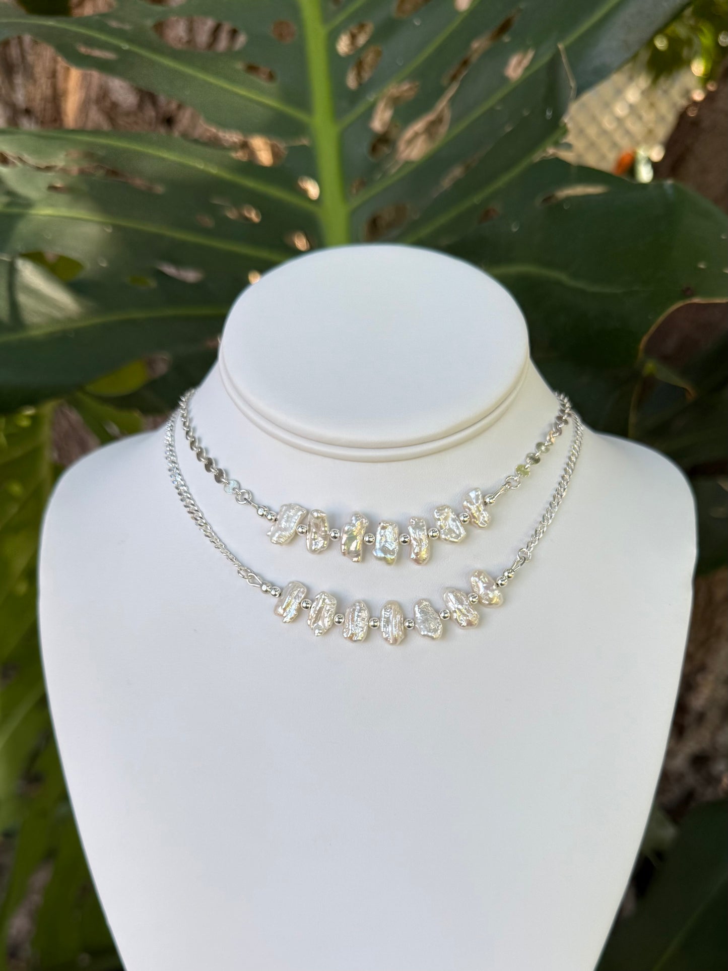 White Keshi Pearl Necklace