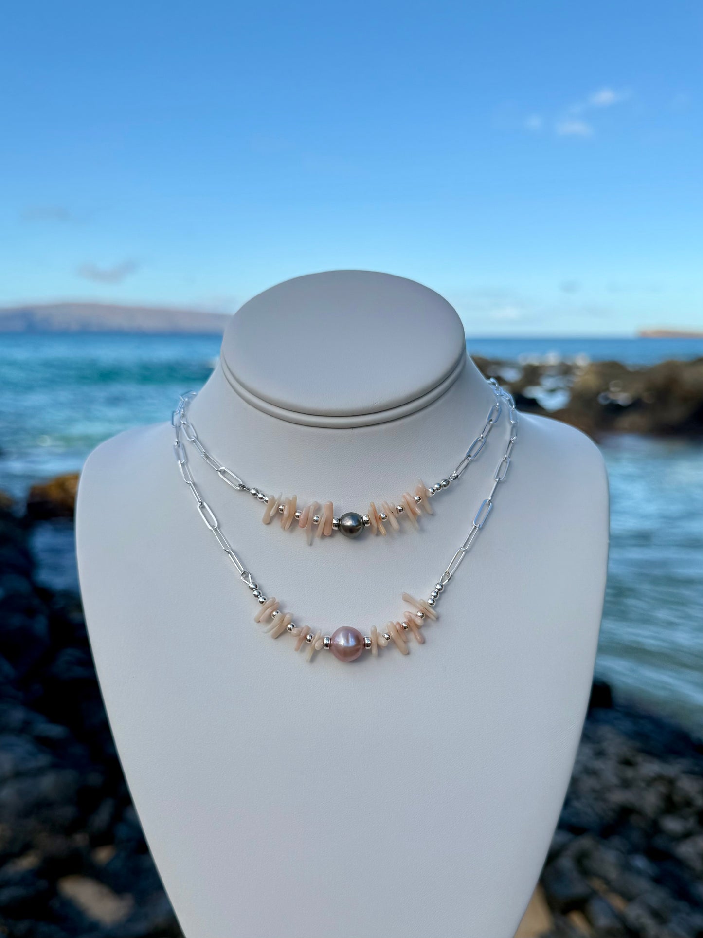 Coral & Pearl Chain Necklace