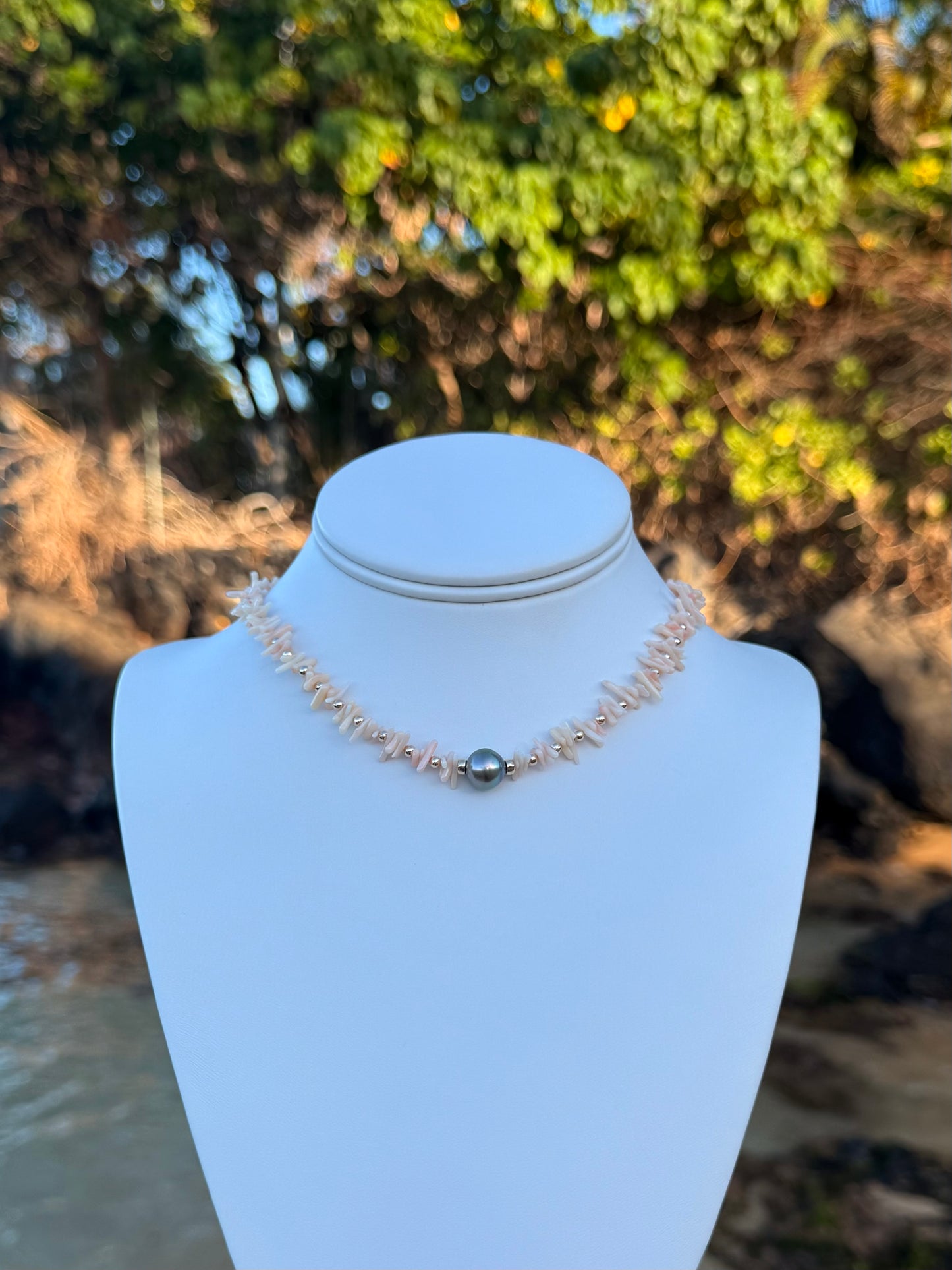 Tahitian Pearl & Coral Necklace