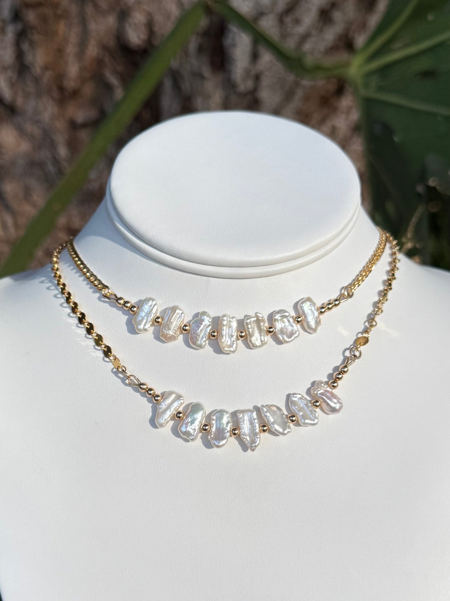 White Keshi Pearl Necklace