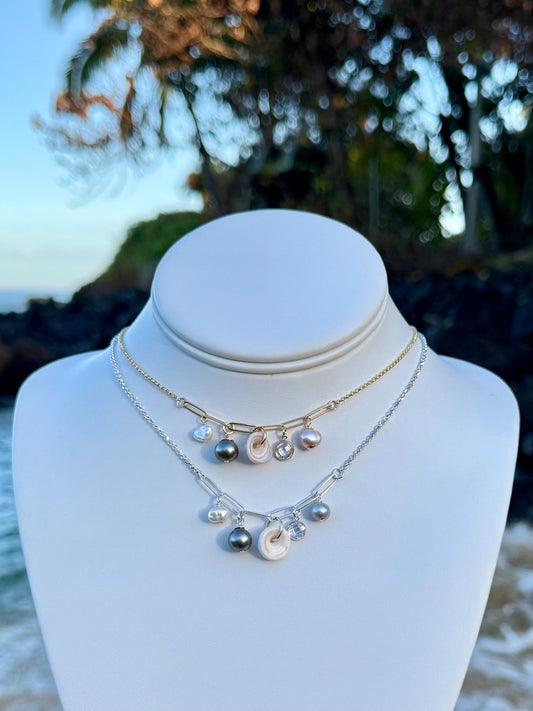 Puka & Pearl Charm Necklace
