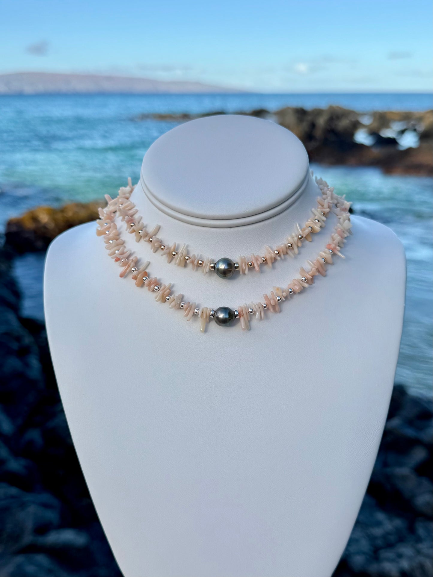 Tahitian Pearl & Coral Necklace