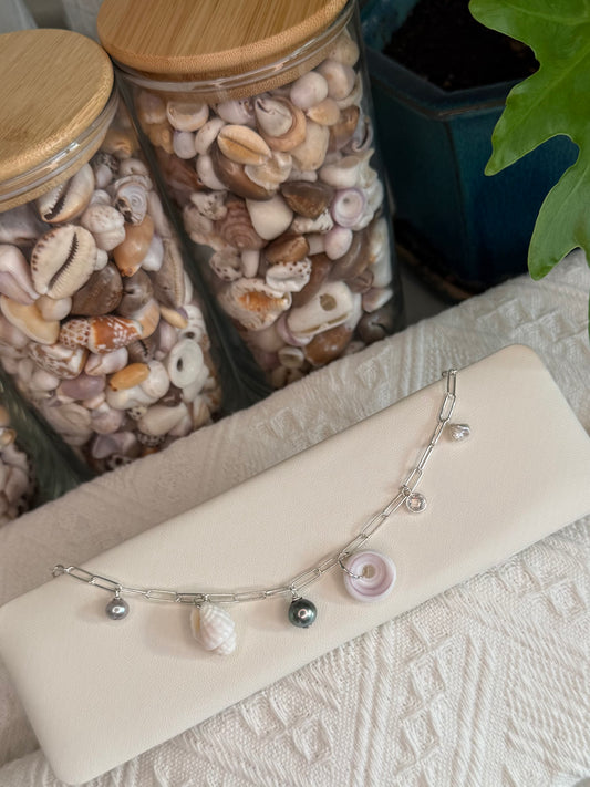 Puka & Pearl Charm Bracelet