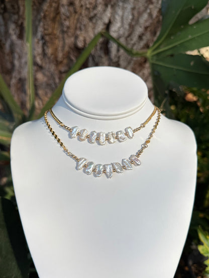 White Keshi Pearl Necklace