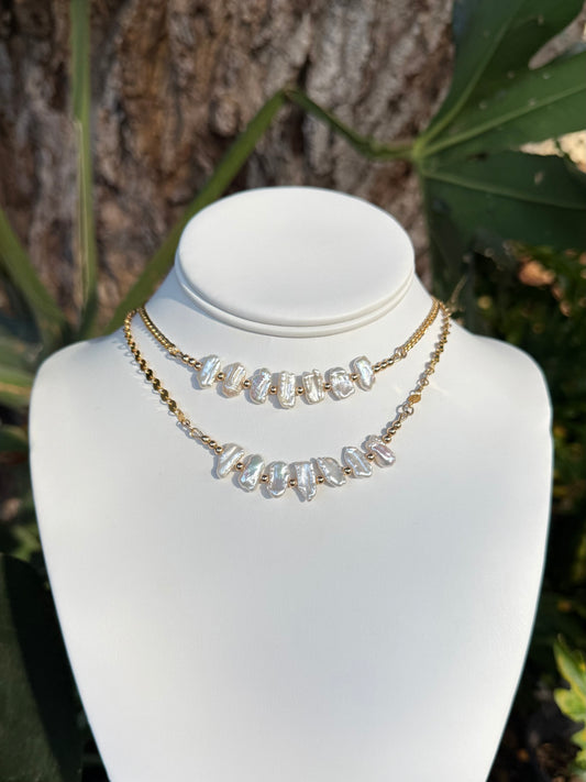 White Keshi Pearl Necklace