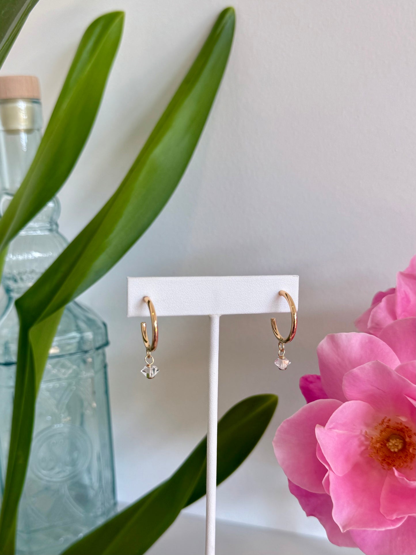 Herkimer Studded Hoops