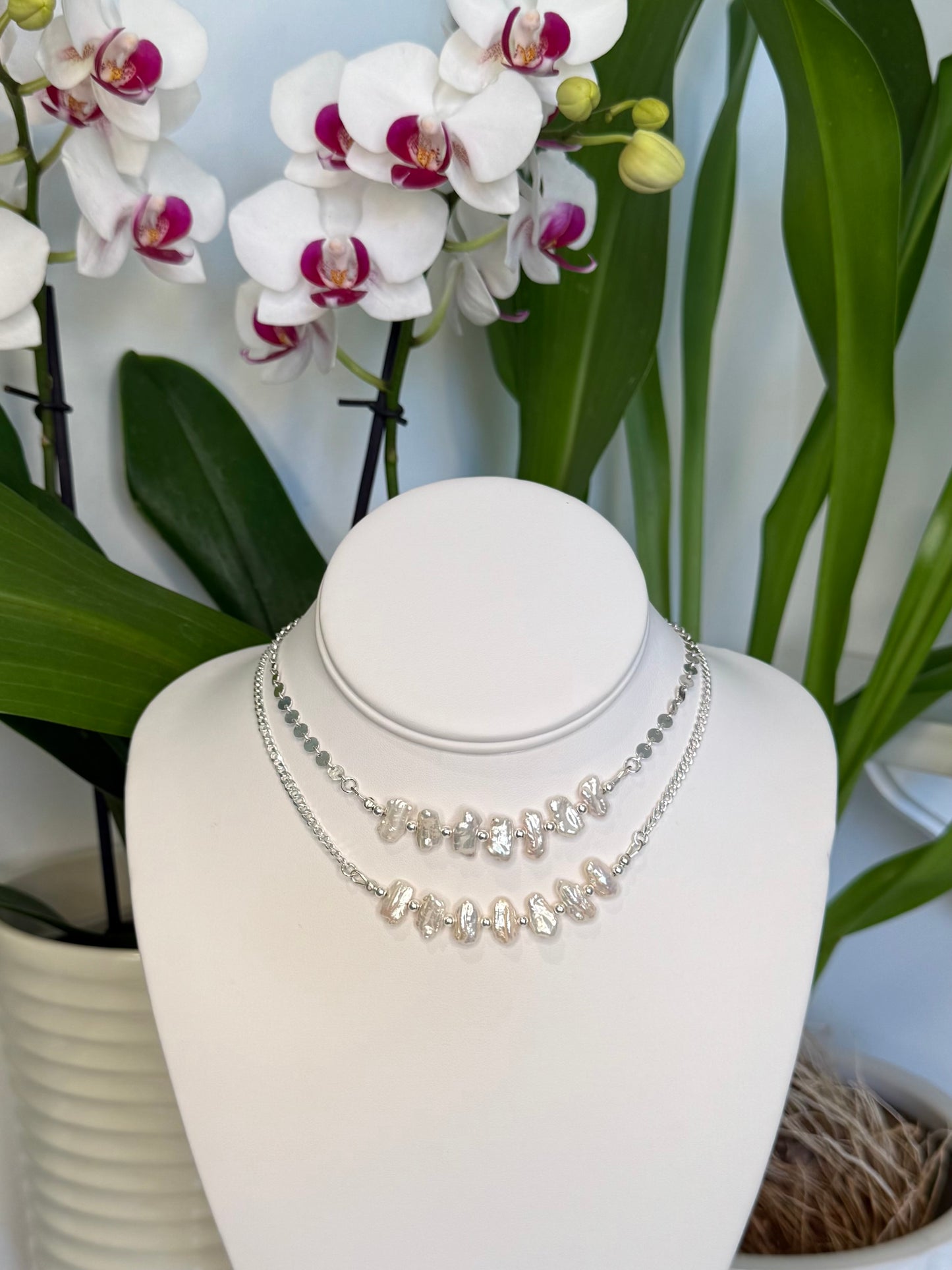 White Keshi Pearl Necklace