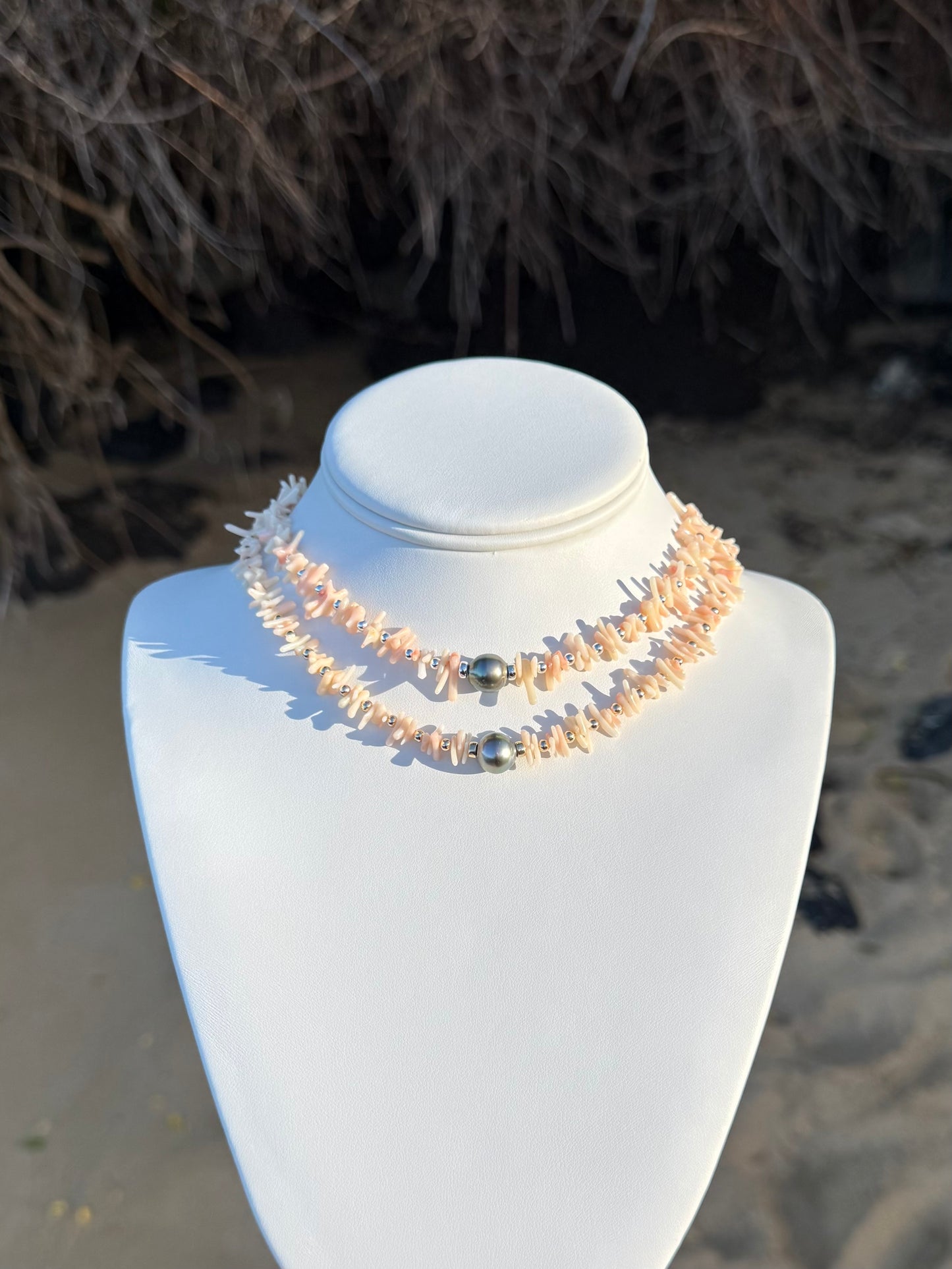 Tahitian Pearl & Coral Necklace