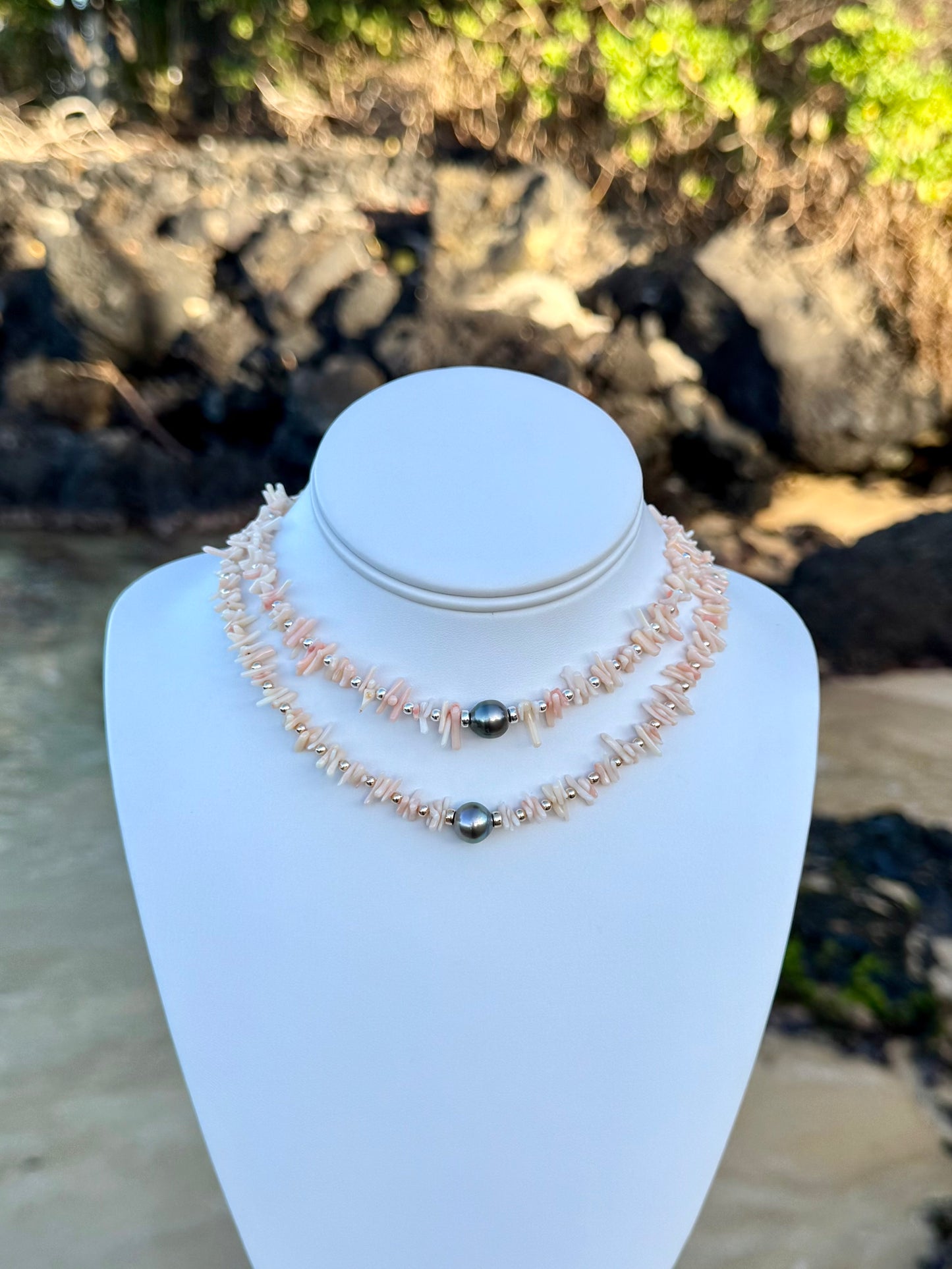 Tahitian Pearl & Coral Necklace