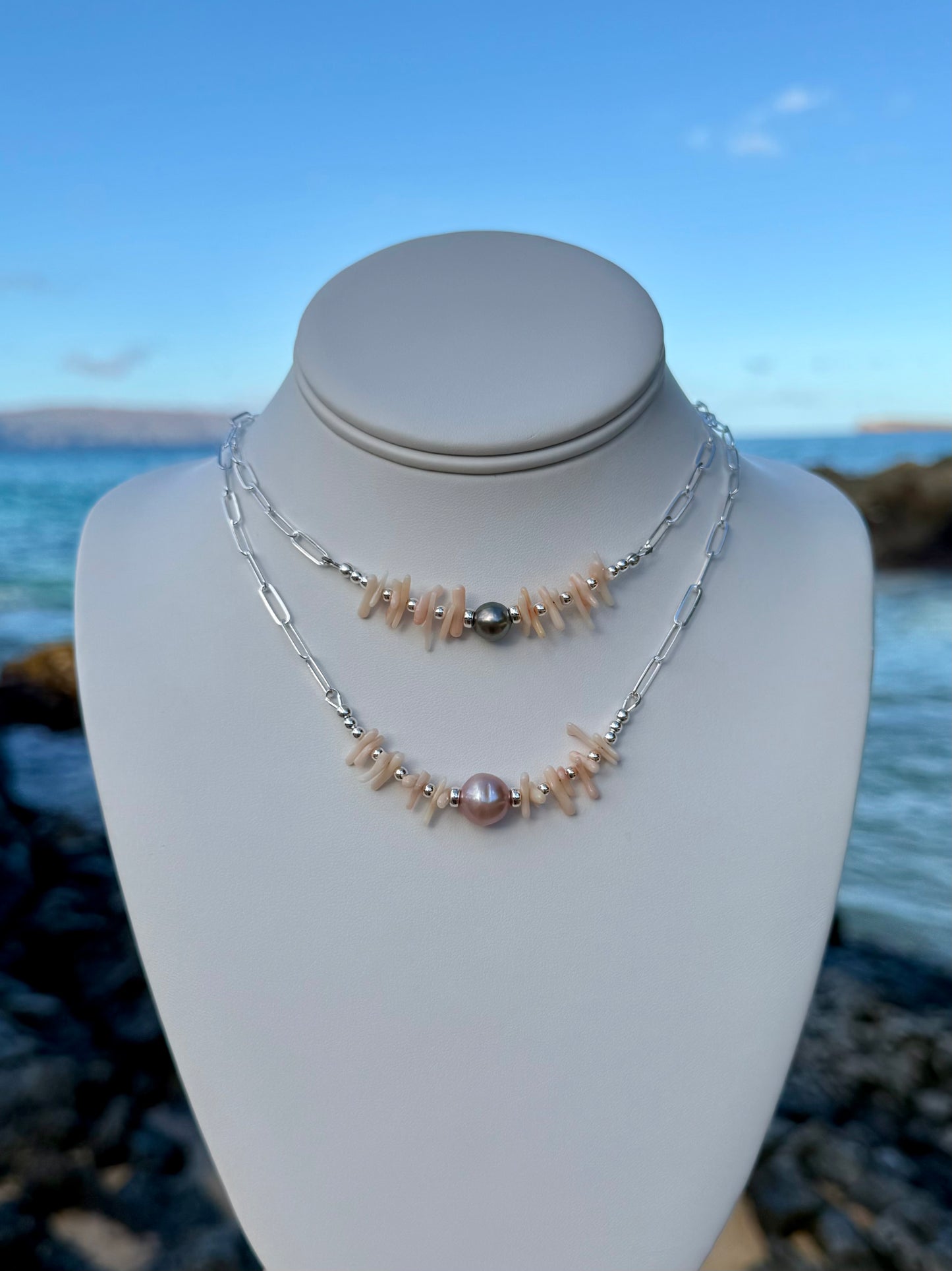 Coral & Pearl Chain Necklace