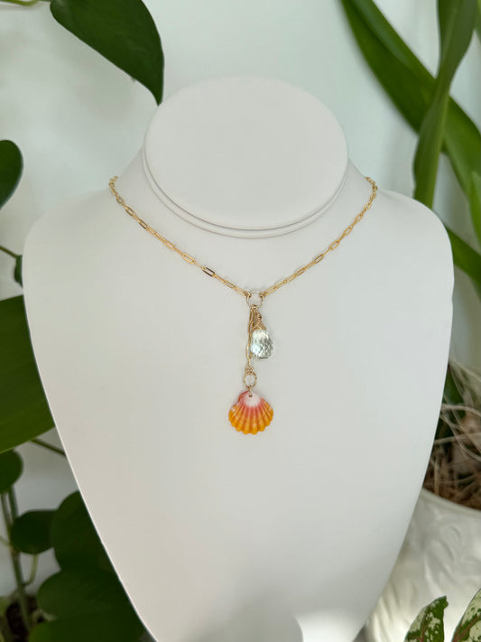 Sunrise Shell & Peridot Necklace no. 2