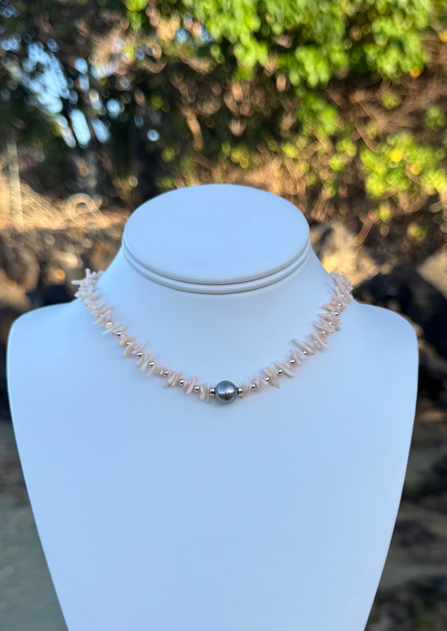 Tahitian Pearl & Coral Necklace