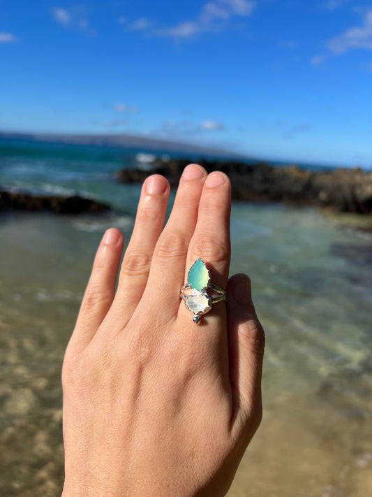 Rainbow Tear Drop Ring