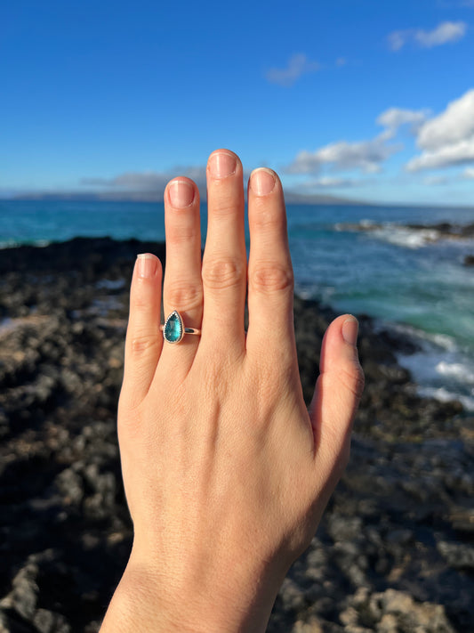 Mini Kyanite Tear Drop Ring ~ Size 7.5