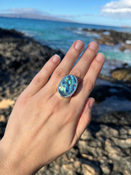 Mermaid Abalone Oval Ring~ Size 9